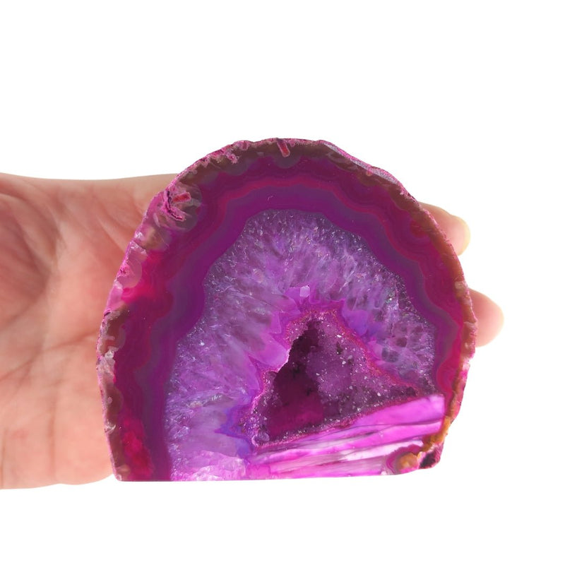 Agate Cut Base Free Standing Crystal Druzy Cave Geodes - Bright Pink - TK Emporium