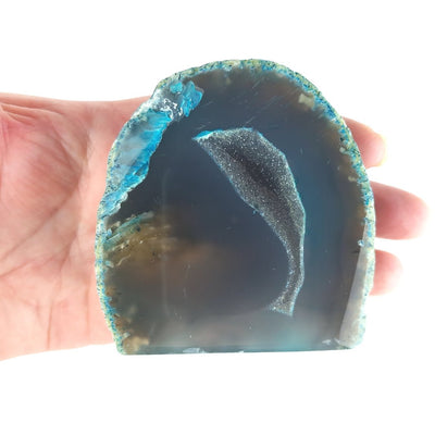 Agate Cut Base Free Standing Crystal Druzy Cave Geodes - Teal Green - TK Emporium