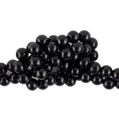 Jet 8mm Gemstone Beads with Large 2mm Hole, Round Black Crystal Beads - TK Emporium