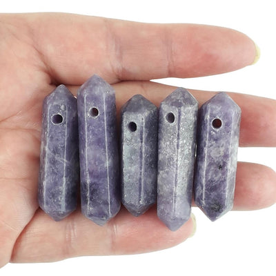 Lepidolite Purple Double Terminated Gemstone Beads - Choice of Sizes - TK Emporium