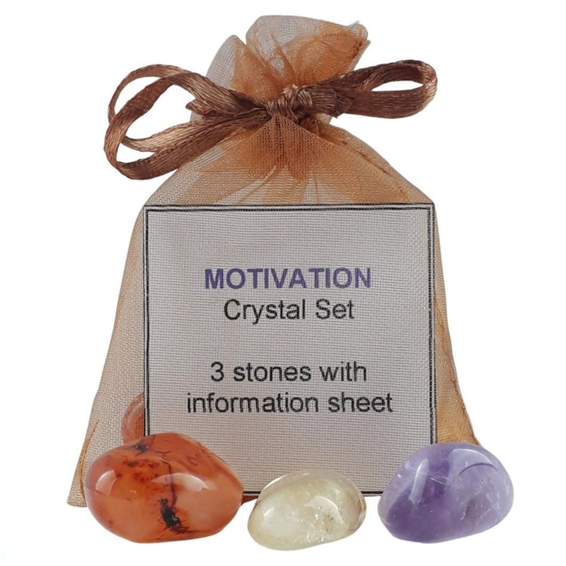 Motivation Crystal Set, 3 Stones with Information to Get Motivated - TK Emporium