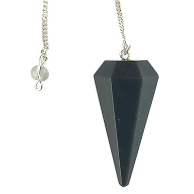 Rainbow Black Obsidian Faceted Cone Shape Crystal Dowsing Pendulum - TK Emporium