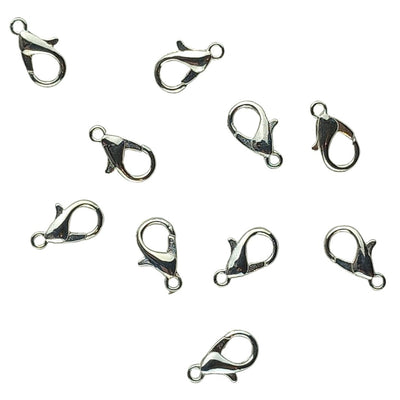 Silver Plated Lobster Claw Fastening 12 x 7 mm for Jewellery Making - TK Emporium