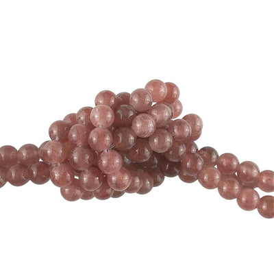 Strawberry Quartz Big Hole 8 mm Gemstone Beads with Large 2 mm Hole - TK Emporium
