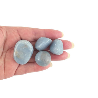 Angelite Crystal Tumblestones from Peru, Blue Tumbled Stones