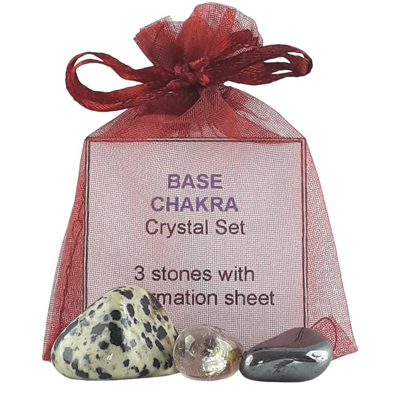 Base (Root) Chakra Crystal Set, 3 Gemstones with Information Sheet