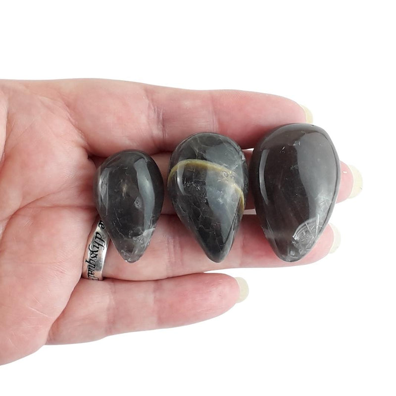 Black Moonstone Crystal Teardrop Beads from India with Large 2mm Hole