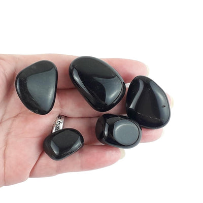 Black Obsidian Crystal Tumblestones from Mexico, Black Tumbled Stones