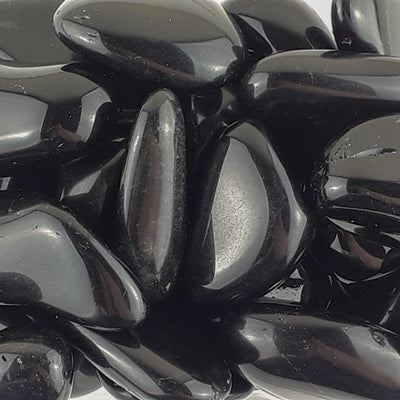 Black Obsidian Crystal Tumblestones from Mexico, Black Tumbled Stones