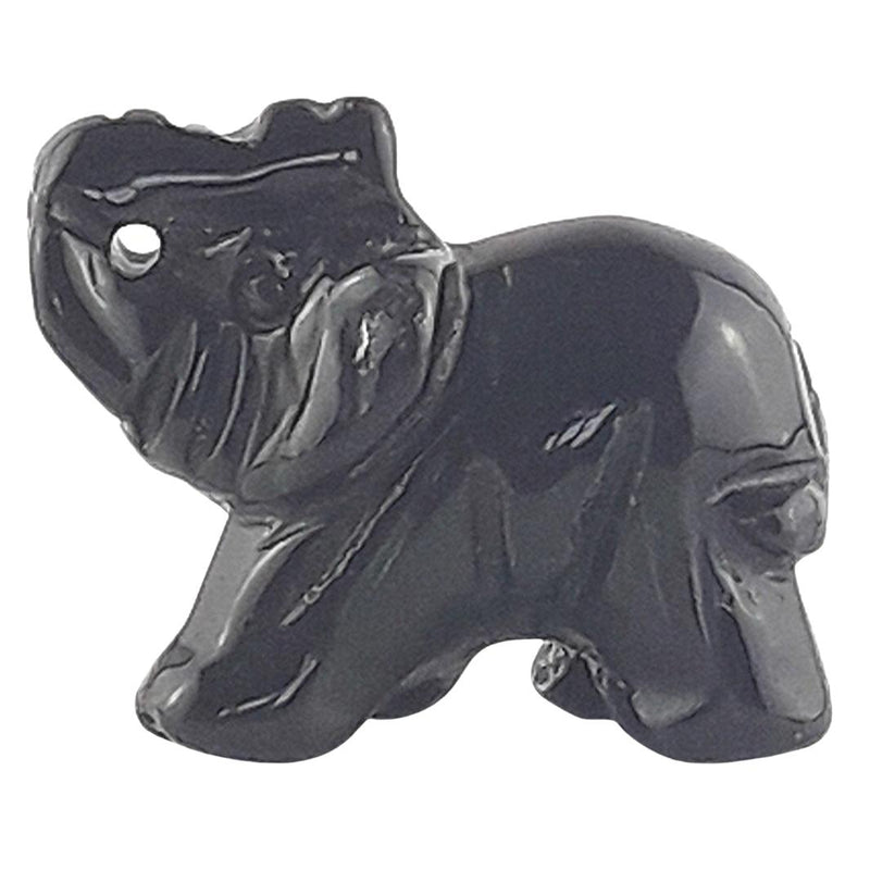 Black Obsidian Crystal Elephant Figurine, Gemstone Elephant Ornament
