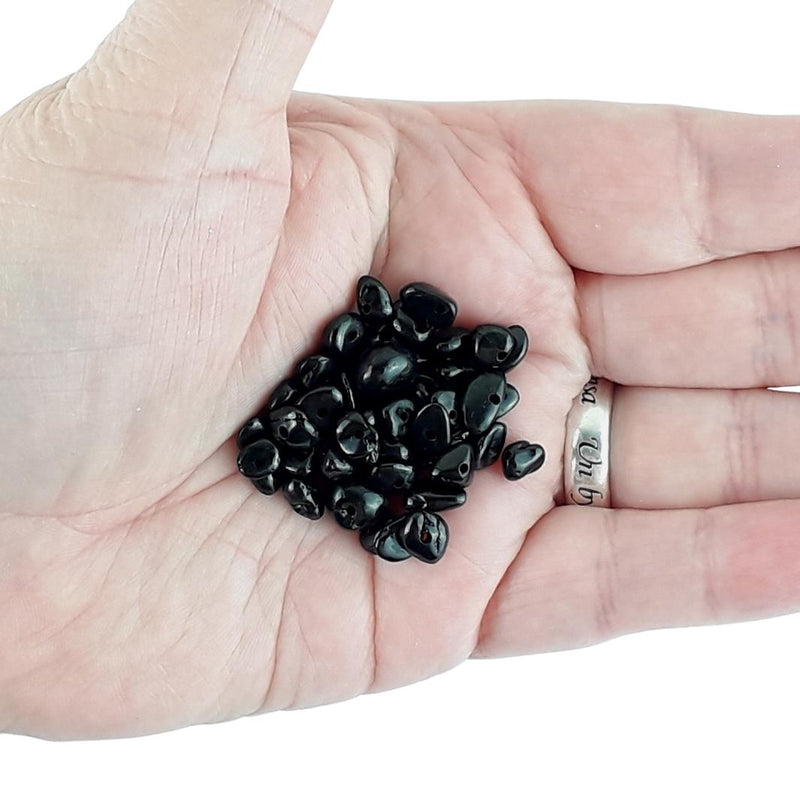 Black Spinel Gemstone Bead Chips - Full Strand or Bag of 50 Pieces