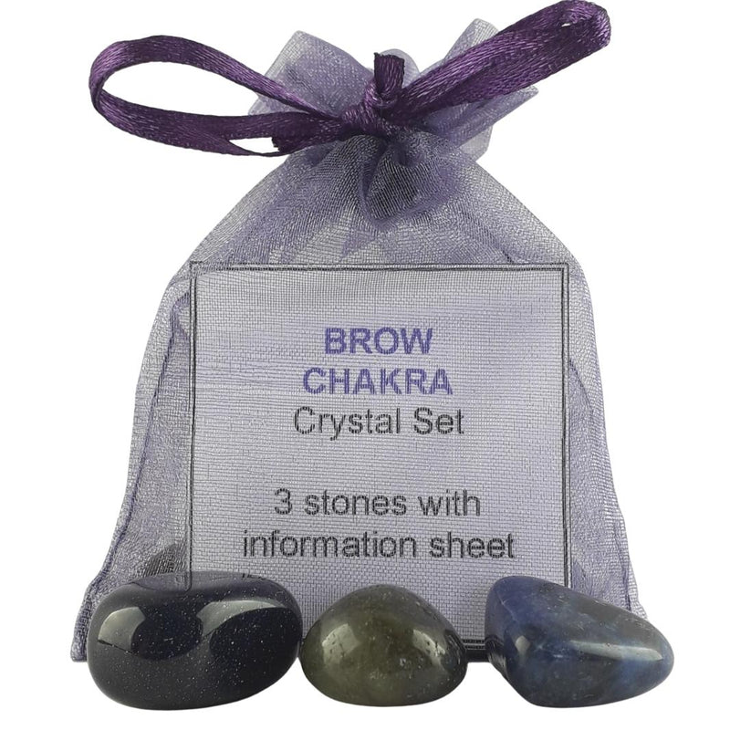 Brow (Third Eye) Chakra Crystal Set, 3 Stones with Information Sheet
