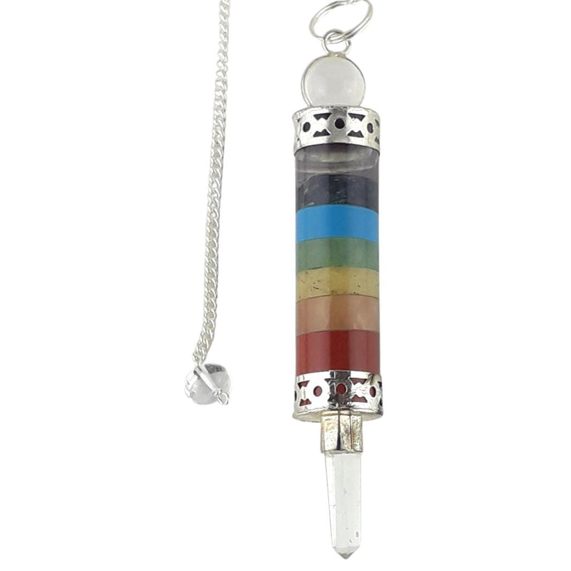 Chakra 3-Piece Multi Colour Wand Shape Crystal Dowsing Pendulum
