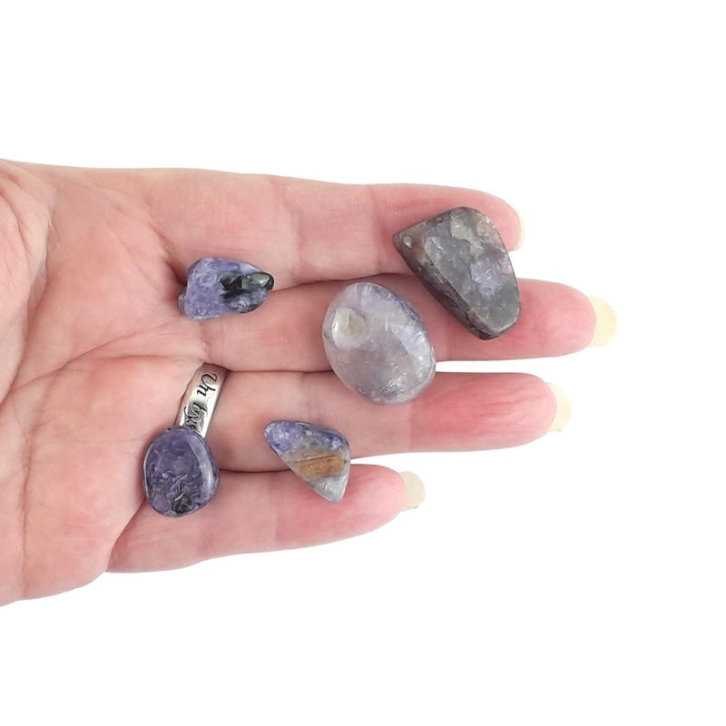 Charoite Crystal Tumblestones from Russia, Purple Tumbled Stones