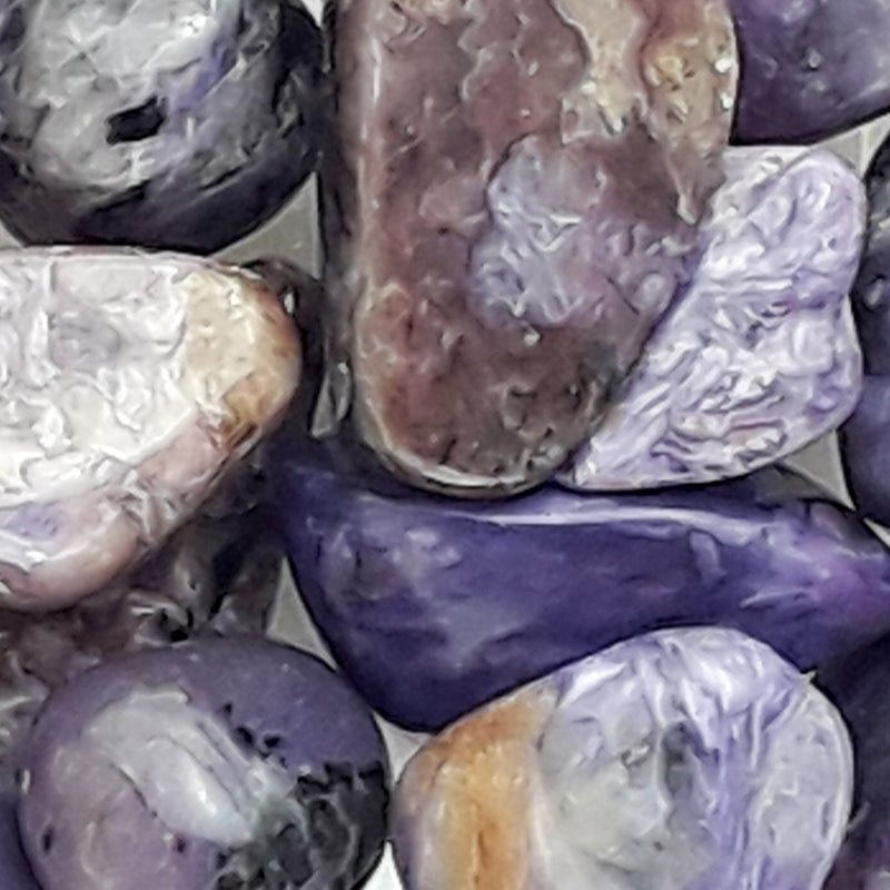 Charoite Crystal Tumblestones from Russia, Purple Tumbled Stones
