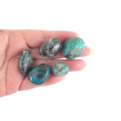 Chrysocolla Crystal Tumblestones from Peru, Blue/Green Tumbled Stones