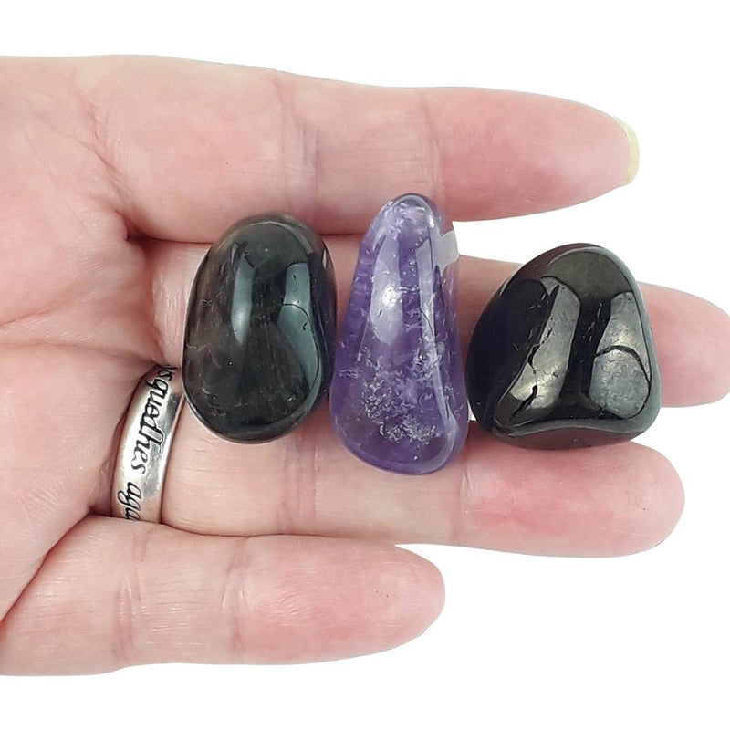 Grief Crystal Set, 3 Stones with Information to Comfort Grief & Loss