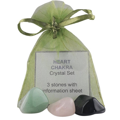 Heart Chakra Crystal Set, 3 Gemstones with Information Sheet