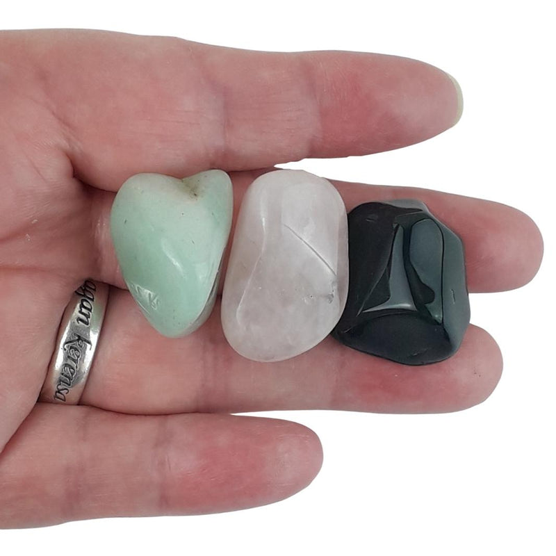 Heart Chakra Crystal Set, 3 Gemstones with Information Sheet