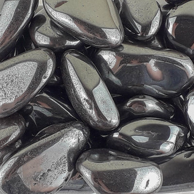 Hematite Shiny Metallic Grey Crystal Tumblestones from Brazil