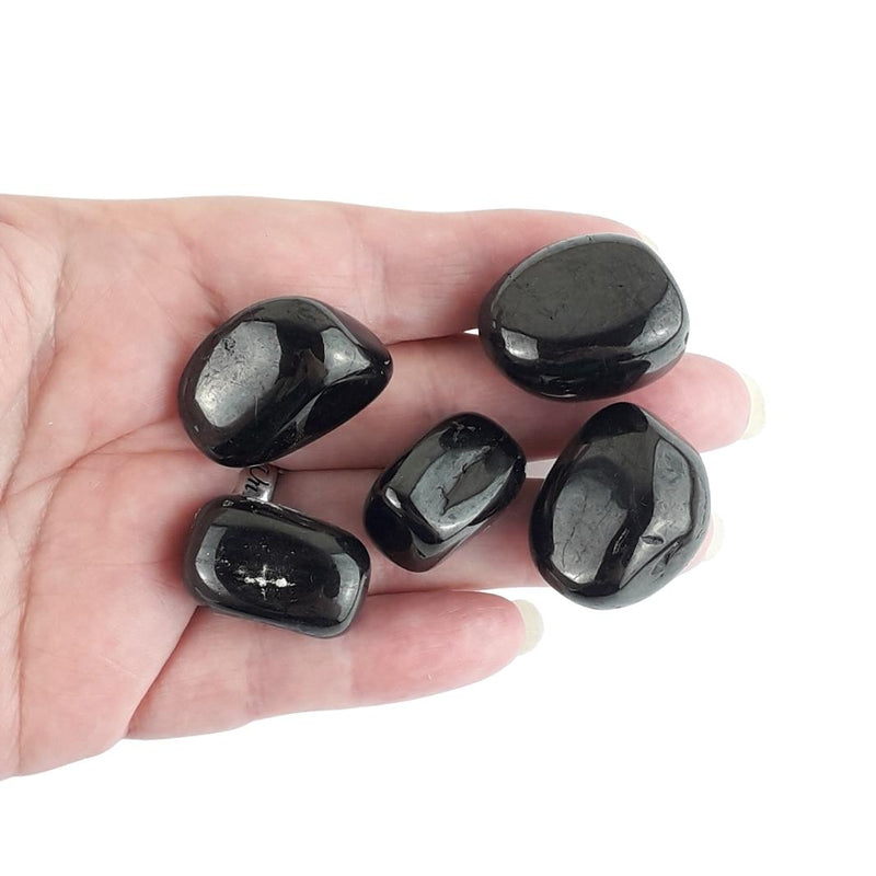 Jet Crystal Polished Tumblestones from Russia, Black Tumbled Stones