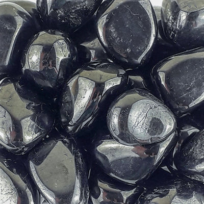 Jet Crystal Polished Tumblestones from Russia, Black Tumbled Stones