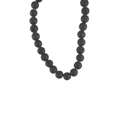 Lava Black Big Hole Round 8 mm Gemstone Beads with Large 2 mm Hole