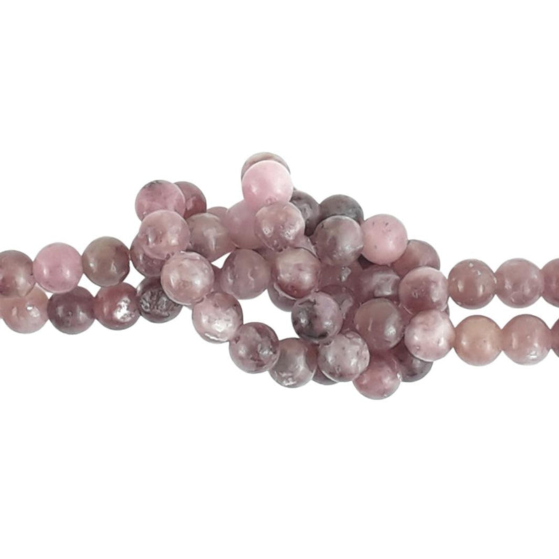 Lepidolite Pink/Purple A Grade Round 6 mm Gemstone Beads, 1 mm Hole