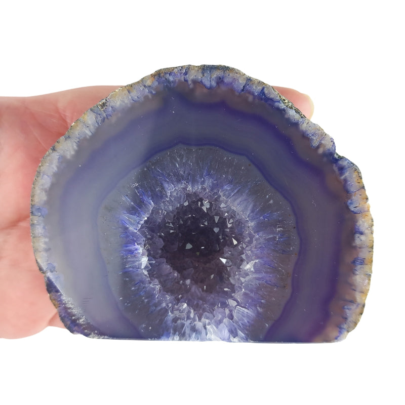 Agate Cut Base Free Standing Crystal Druzy Cave Geodes - Purple Colour