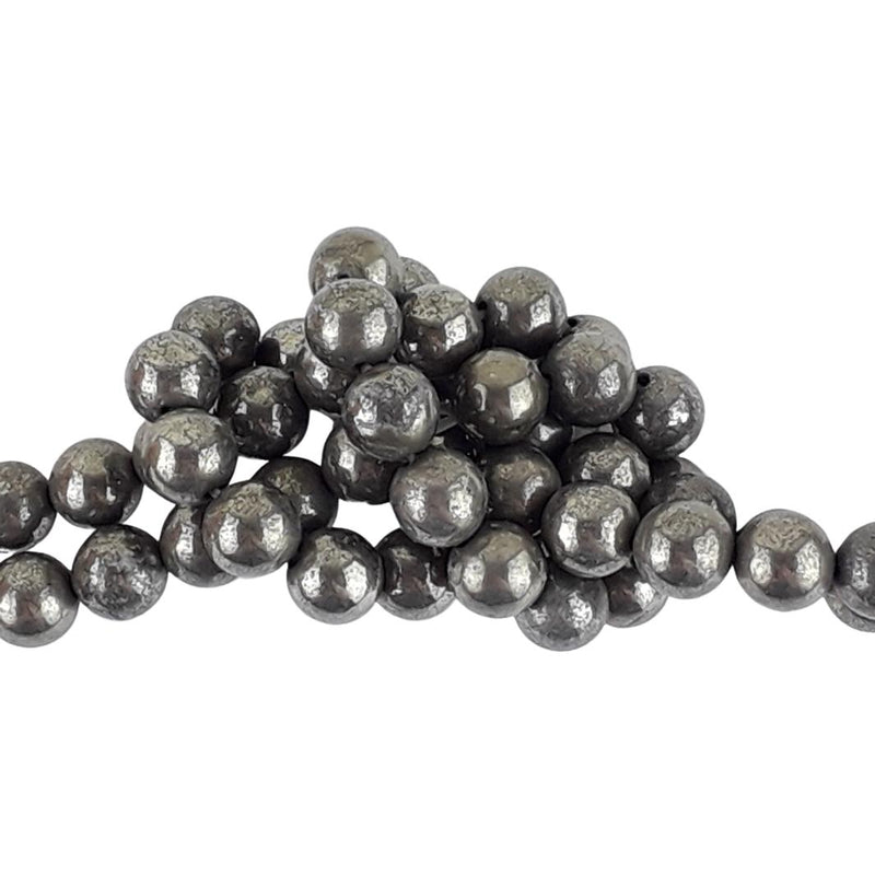 Iron Pyrite (Fools Gold) A Grade Round 8 mm Gemstone Beads, 1 mm Hole