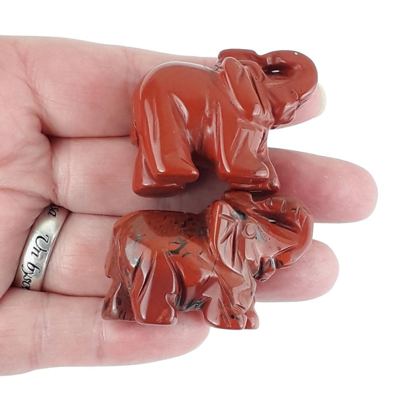 Red Jasper Crystal Elephant Figurine, Gemstone Elephant Ornament