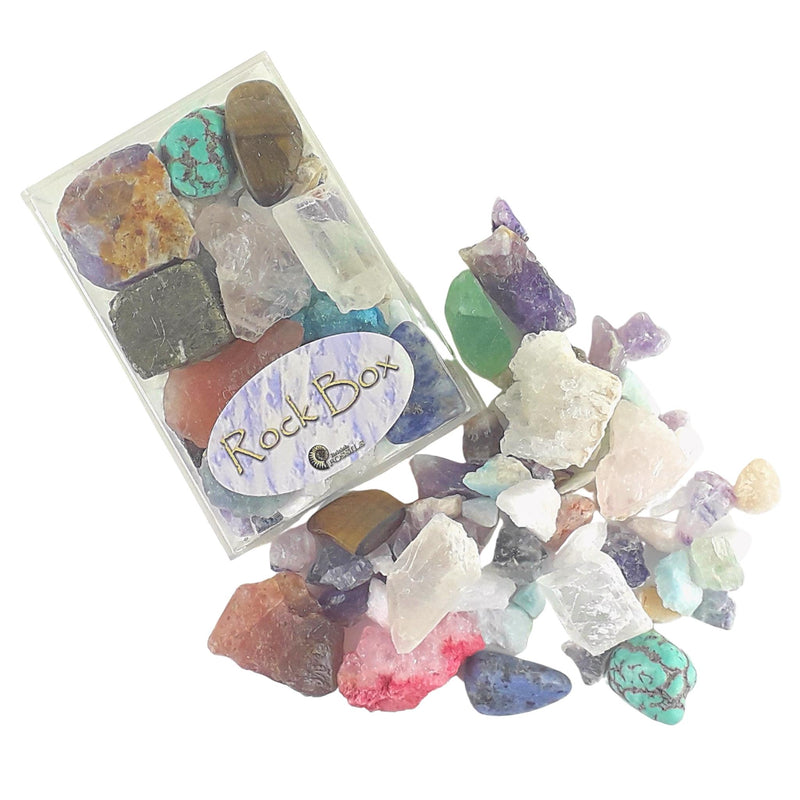 Rock Box, Assorted Crystal Tumblestones and Rough Stones