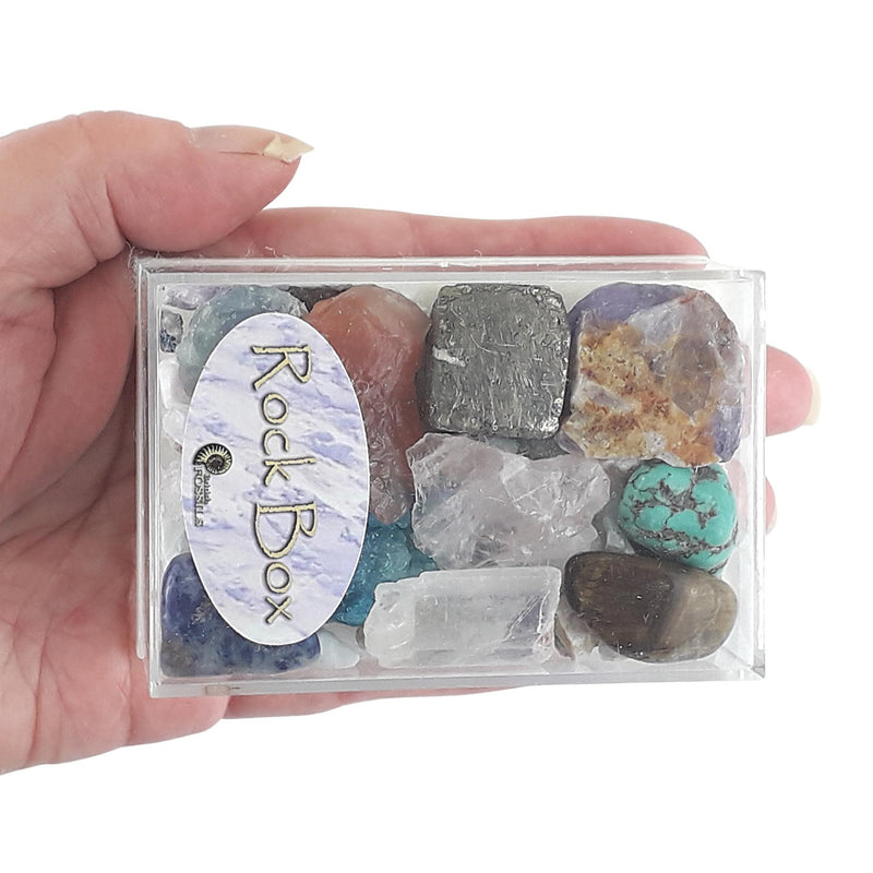 Rock Box, Assorted Crystal Tumblestones and Rough Stones