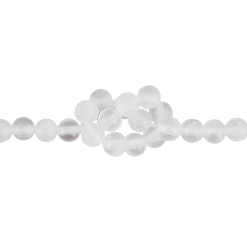 Selenite (Satin Spar) A Grade Round 6 mm Gemstone Beads with 1 mm Hole