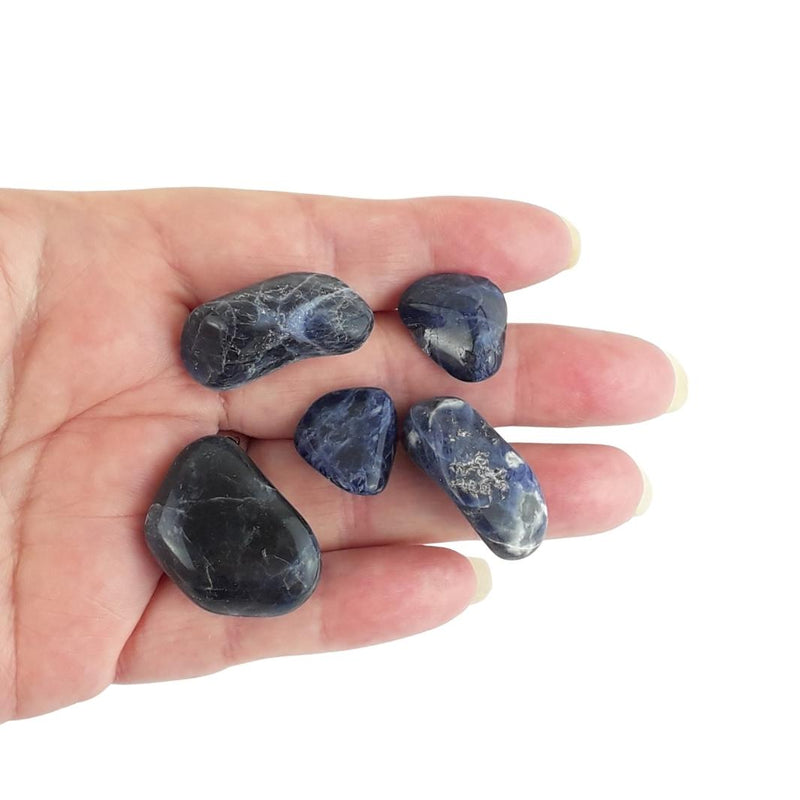 Sodalite Crystal Tumblestones from Brazil, Blue & White Tumbled Stones