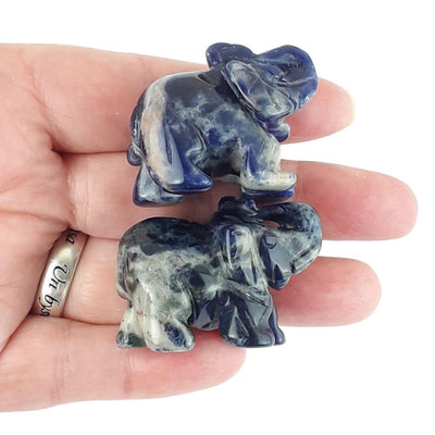 Sodalite Crystal Elephant Figurine, Gemstone Elephant Ornament
