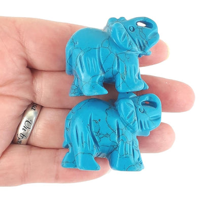 Turquenite Crystal Elephant Figurine, Gemstone Elephant Ornament