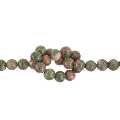 Unakite Green & Pink A Grade Round 6 mm Gemstone Beads with 1 mm Hole