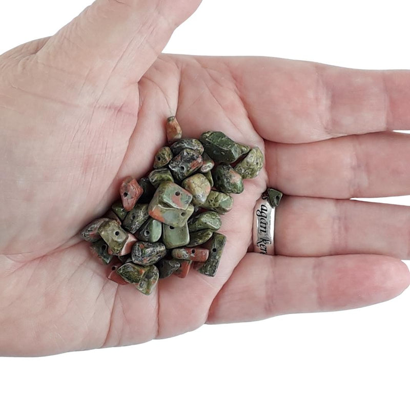 Unakite A Grade Gemstone Bead Chips - Full Strand or Bag of 50 Pieces