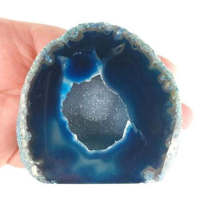 Agate Cut Base Free Standing Crystal Druzy Cave Geodes - Blue - TK Emporium
