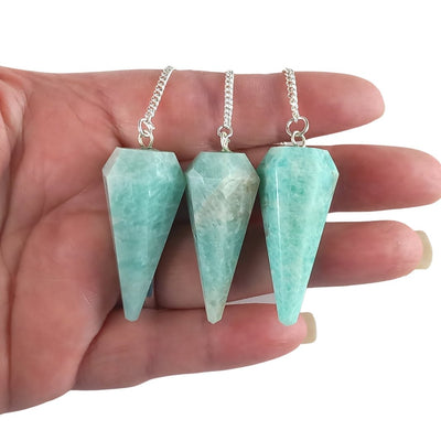 Amazonite Faceted Cone Shape Crystal Gemstone Dowsing Pendulum - TK Emporium