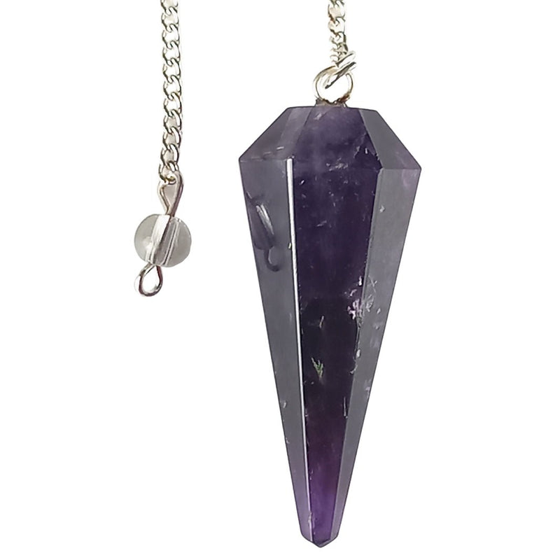 Amethyst Faceted Cone Shape Crystal Gemstone Dowsing Pendulum - TK Emporium