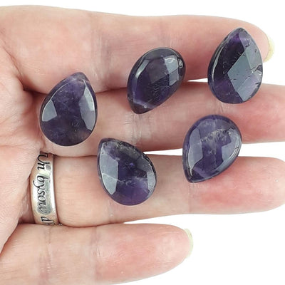 Amethyst Small 18 x 13 mm Faceted Purple Teardrop Shape Gemstone Beads - TK Emporium