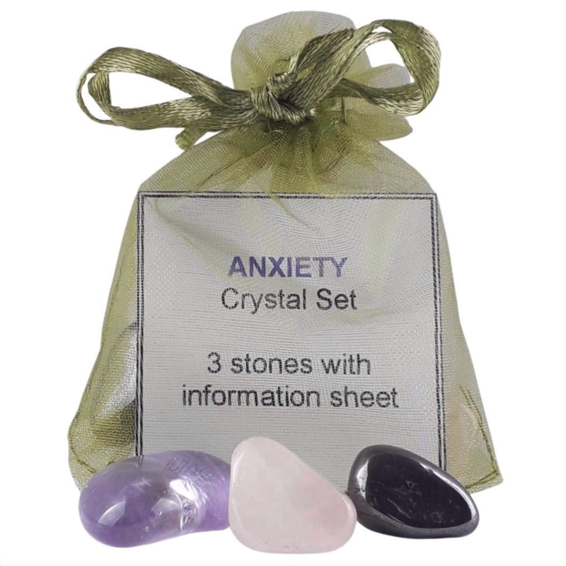 Anxiety Crystal Set, 3 Stones with Information to Reduce Anxiety - TK Emporium