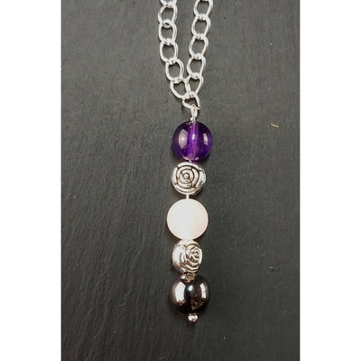 Anxiety Relief Silver Plated Necklace with 8 mm Gemstone Beads - TK Emporium