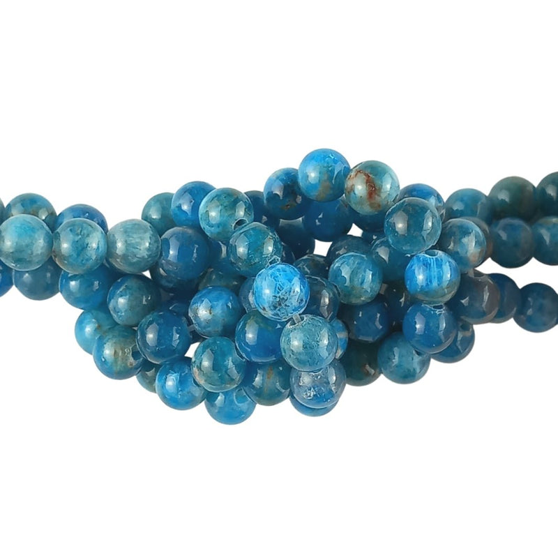 Apatite Blue Big Hole 8 mm Round Gemstone Beads with Large 2 mm Hole - TK Emporium
