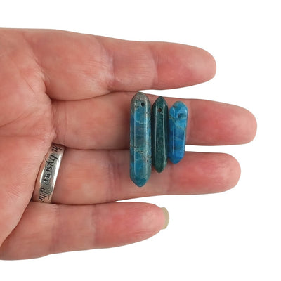 Apatite Blue Small Slim Double Terminated Crystal Gemstone Beads - TK Emporium