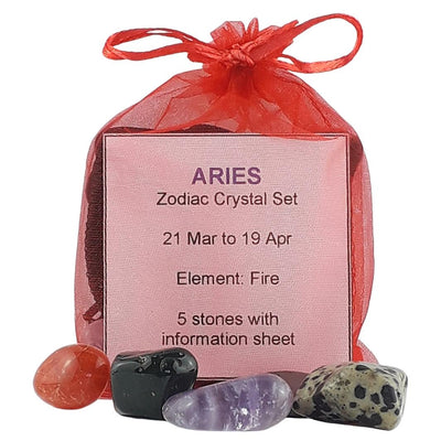 Aries Zodiac Crystal Set, March April Gemstone Birthday Gift - TK Emporium