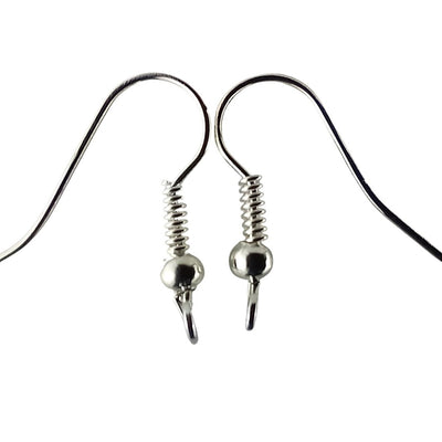 Bead & Loop Fish Hook Silver Plated Ear Wires for Jewellery Making - TK Emporium