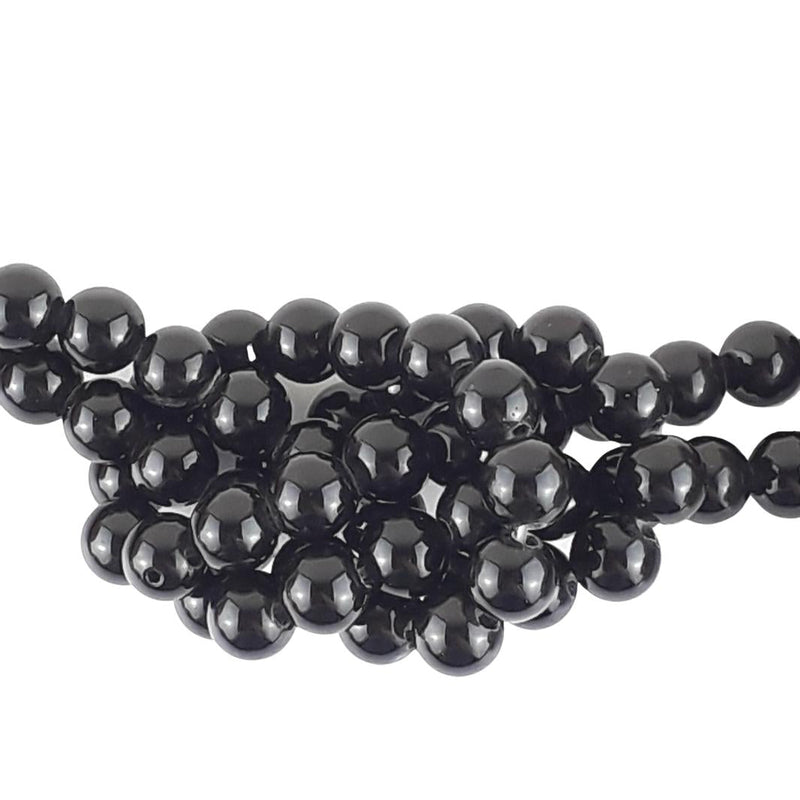 Black Obsidian Beads - 8mm - Large 2mm Hole - TK Emporium